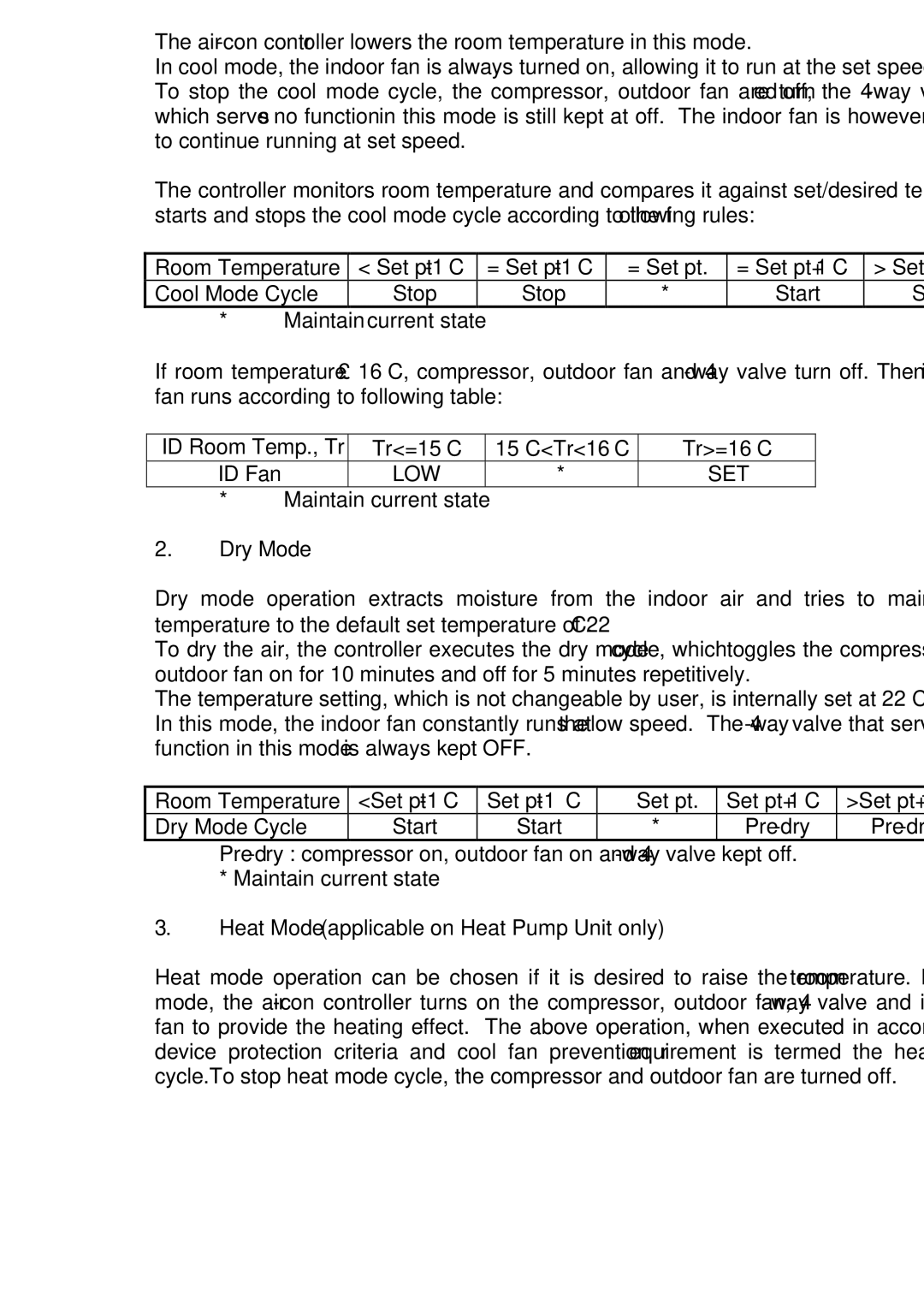 Fedders R407C service manual Modes of Operation, Cool Mode Cycle 