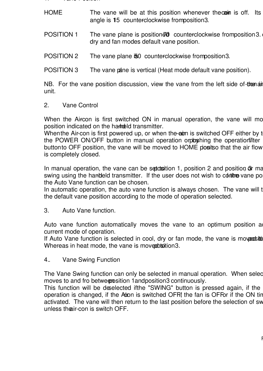 Fedders R407C service manual VIII. Vane Function 