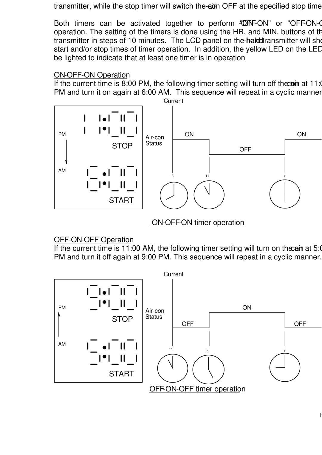 Fedders R407C service manual Timer Function, ON-OFF-ON Operation 