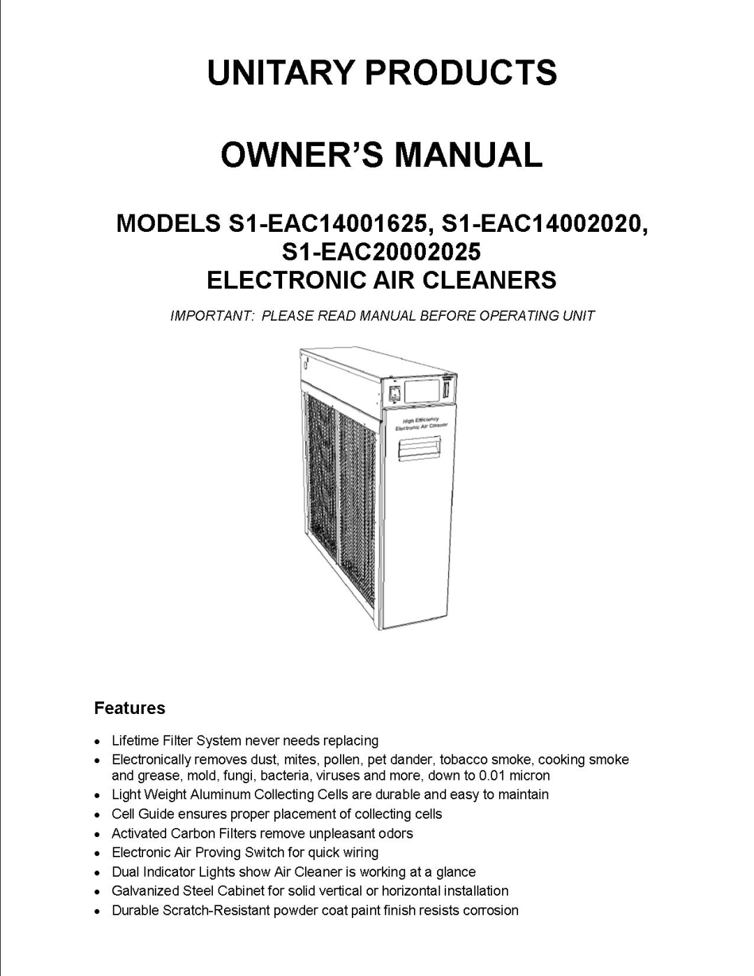 Fedders S1-EAC14002020, S1-EAC20002025, S1-EAC14001625 manual 