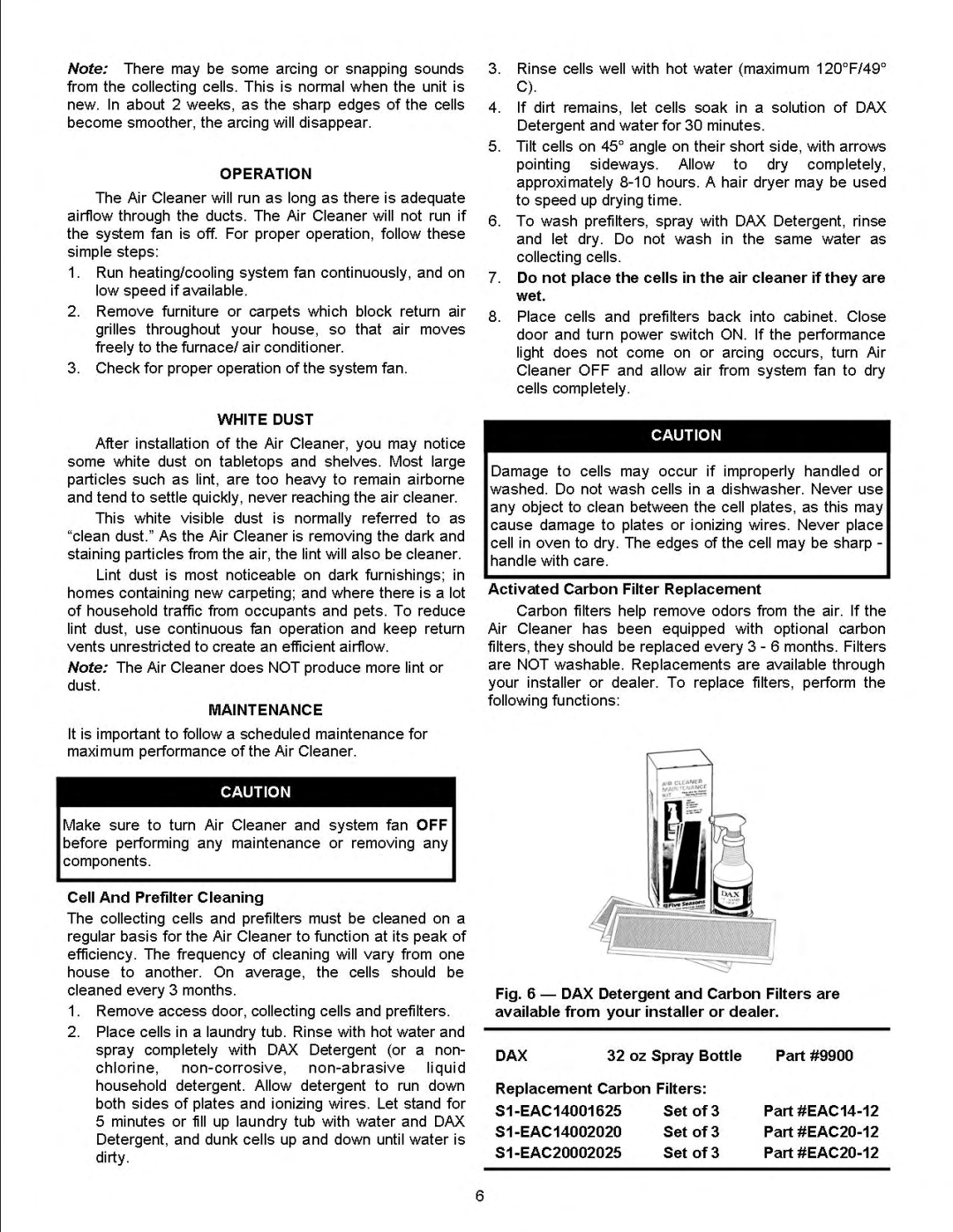 Fedders S1-EAC20002025, S1-EAC14002020, S1-EAC14001625 manual 