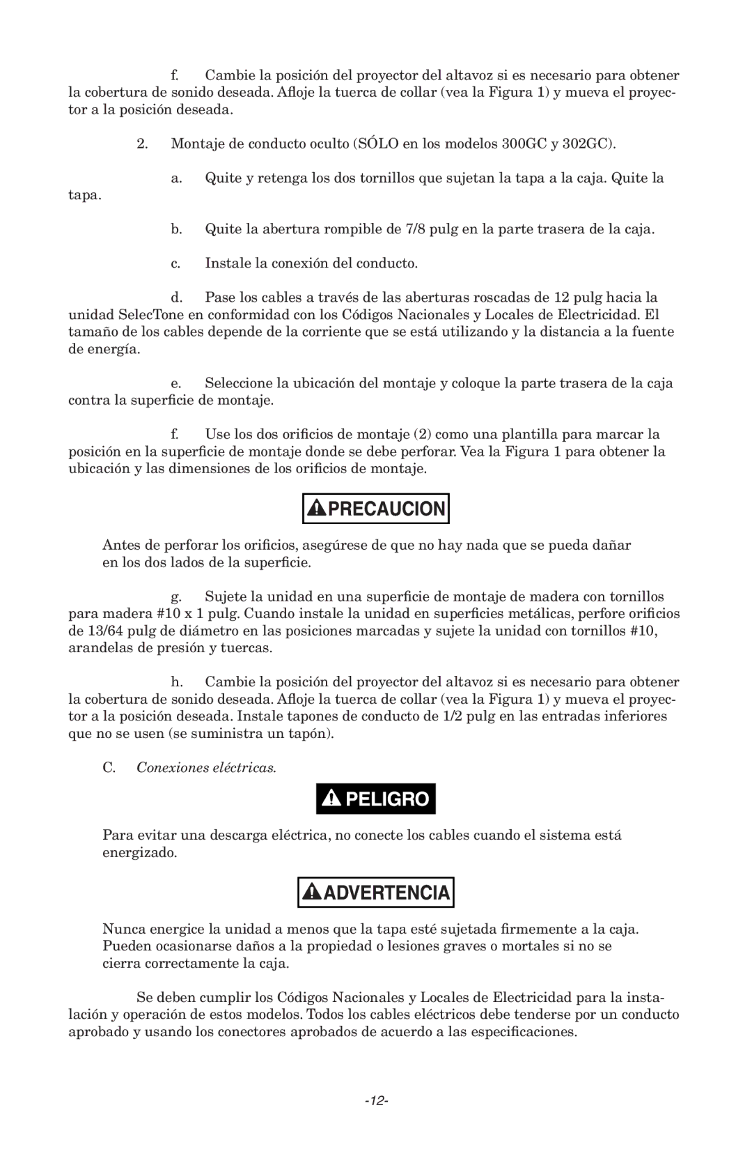 Federal Security Camera 300GCX, 302GC manual Conexiones eléctricas 