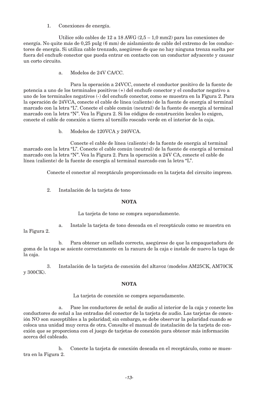 Federal Security Camera 302GC, 300GCX manual Nota 