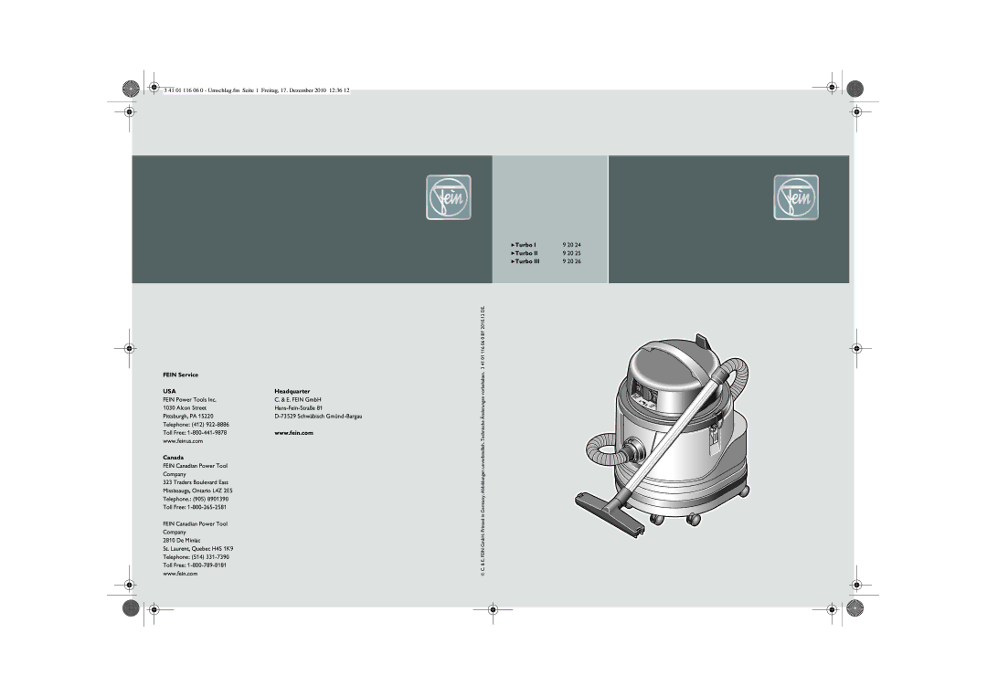 FEIN Power Tools 9 20 25, 9 20 26, 9 20 24 manual Usa 