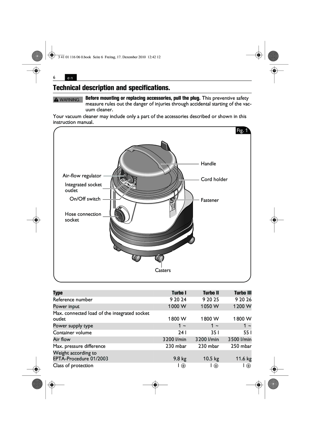 FEIN Power Tools 9 20 24, 9 20 26, 9 20 25 manual Technical description and specifications 