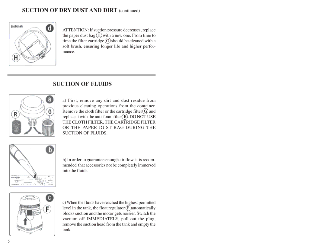 FEIN Power Tools 9-55-13PE manual Suction of Fluids 