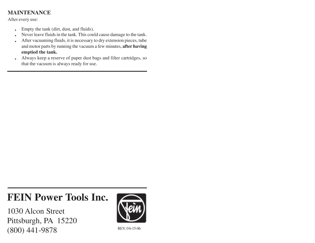 FEIN Power Tools 9-55-13PE manual Fein Power Tools Inc 