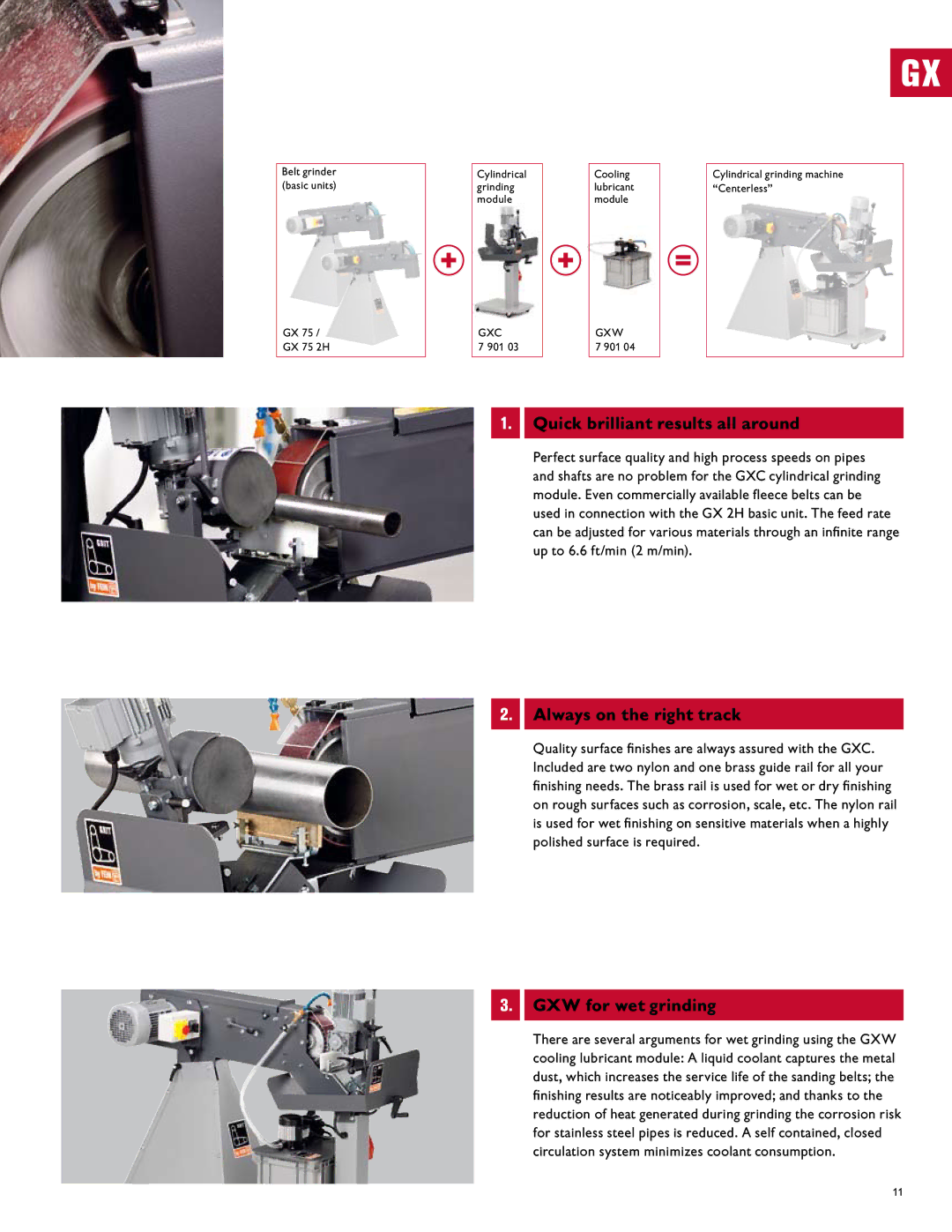 FEIN Power Tools Belt Grinder manual Quick brilliant results all around, Always on the right track, GXW for wet grinding 