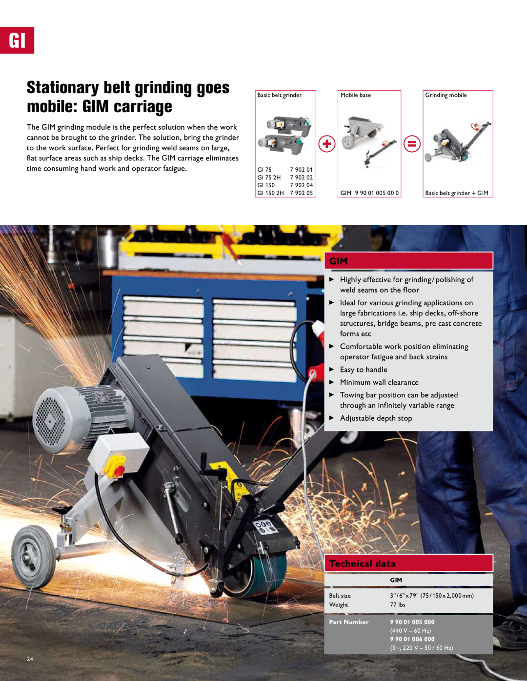 FEIN Power Tools Belt Grinder manual Gim, 90 01 005, 90 01 006, ~, 2230 V 50 / 60 Hz 