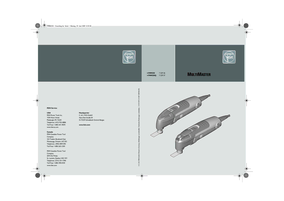 FEIN Power Tools FMM250Q manual Multimaster 