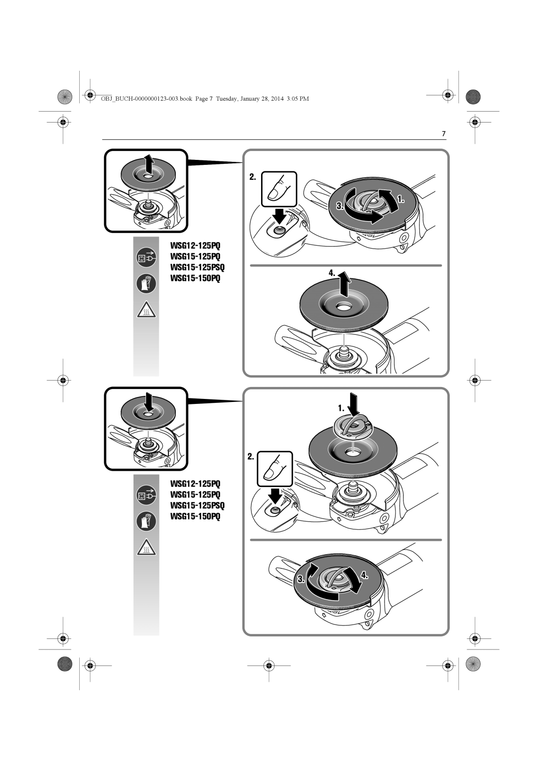 FEIN Power Tools WSG8-125/N09, WSG15-125PS/N09, WSG8-115/N09, WSG11-125/N09 WSG12-125PQ WSG15-125PQ WSG15-125PSQ WSG15-150PQ 