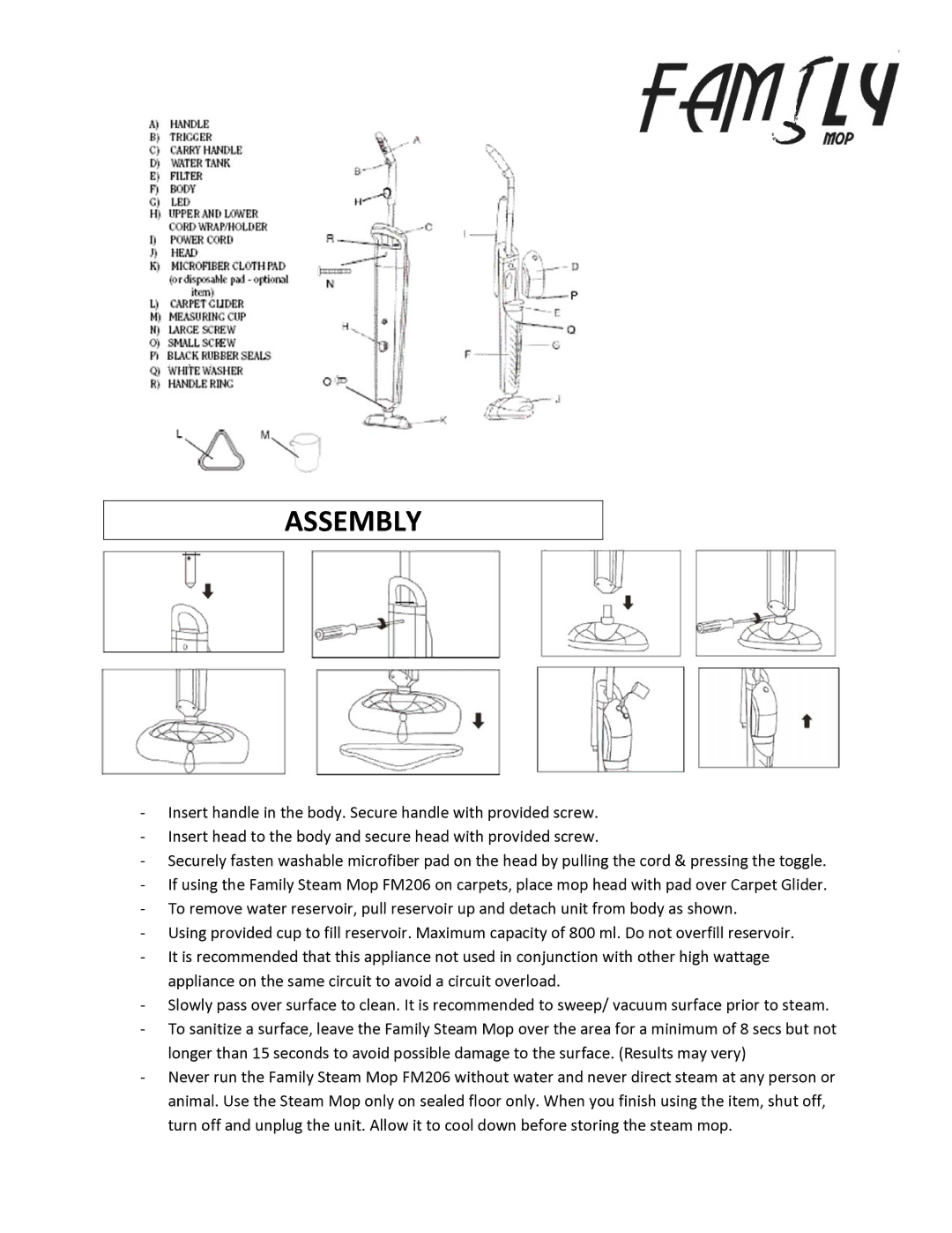 Feiyue FM206 manual Assembly 