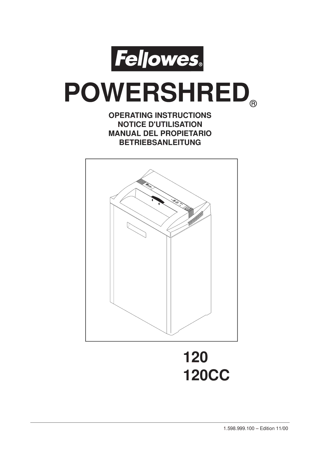 Fellowes 120CC manual Powershred 