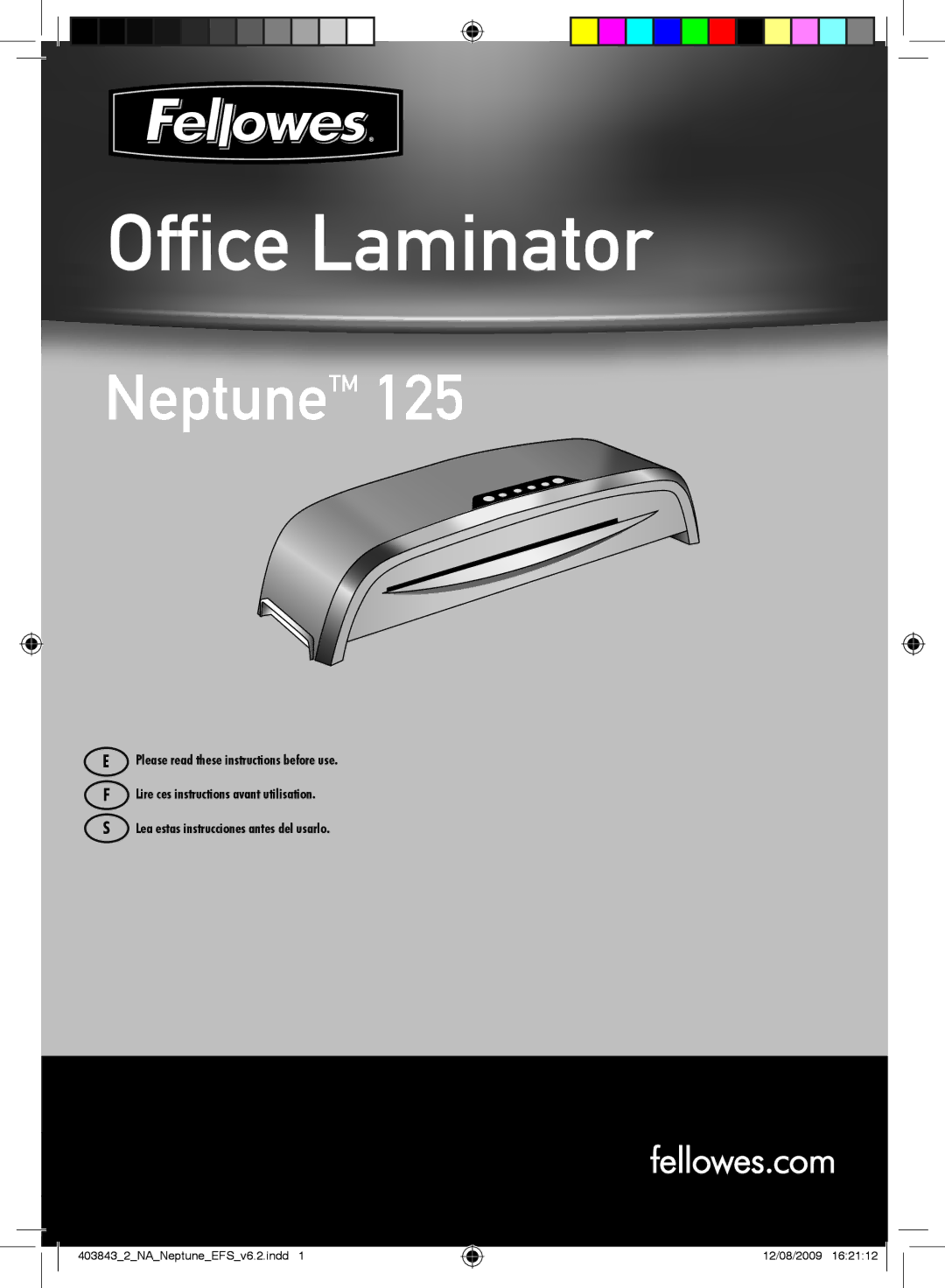 Fellowes 125 manual Ofce Laminator 