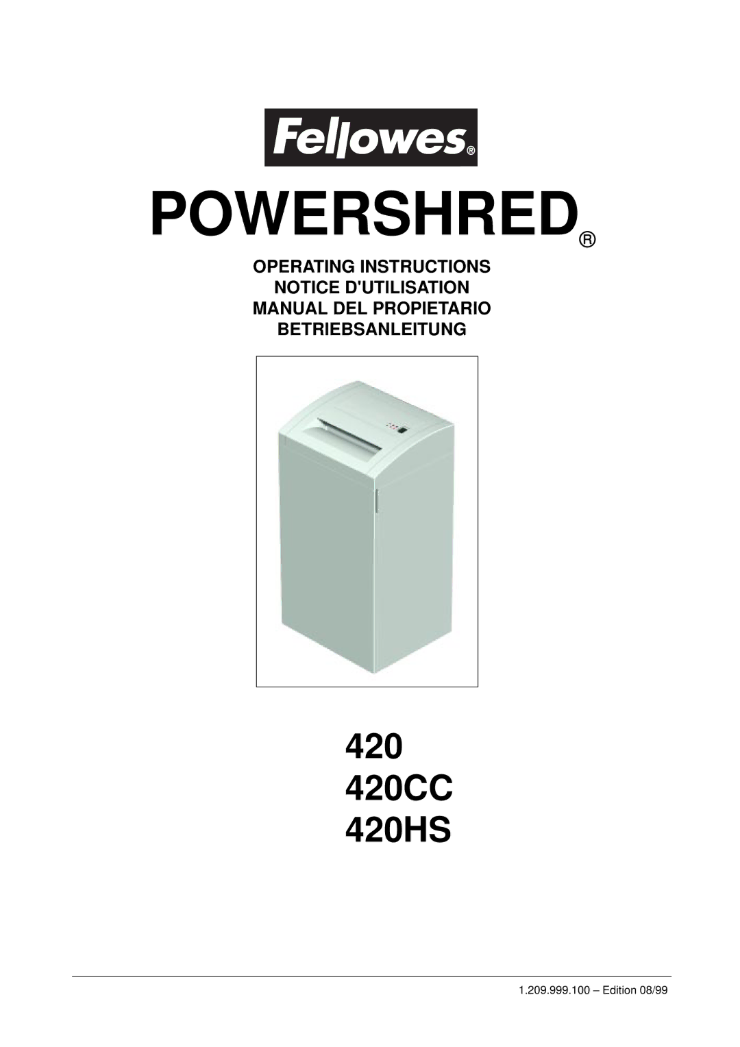 Fellowes 420CC, 420HS manual Powershred 