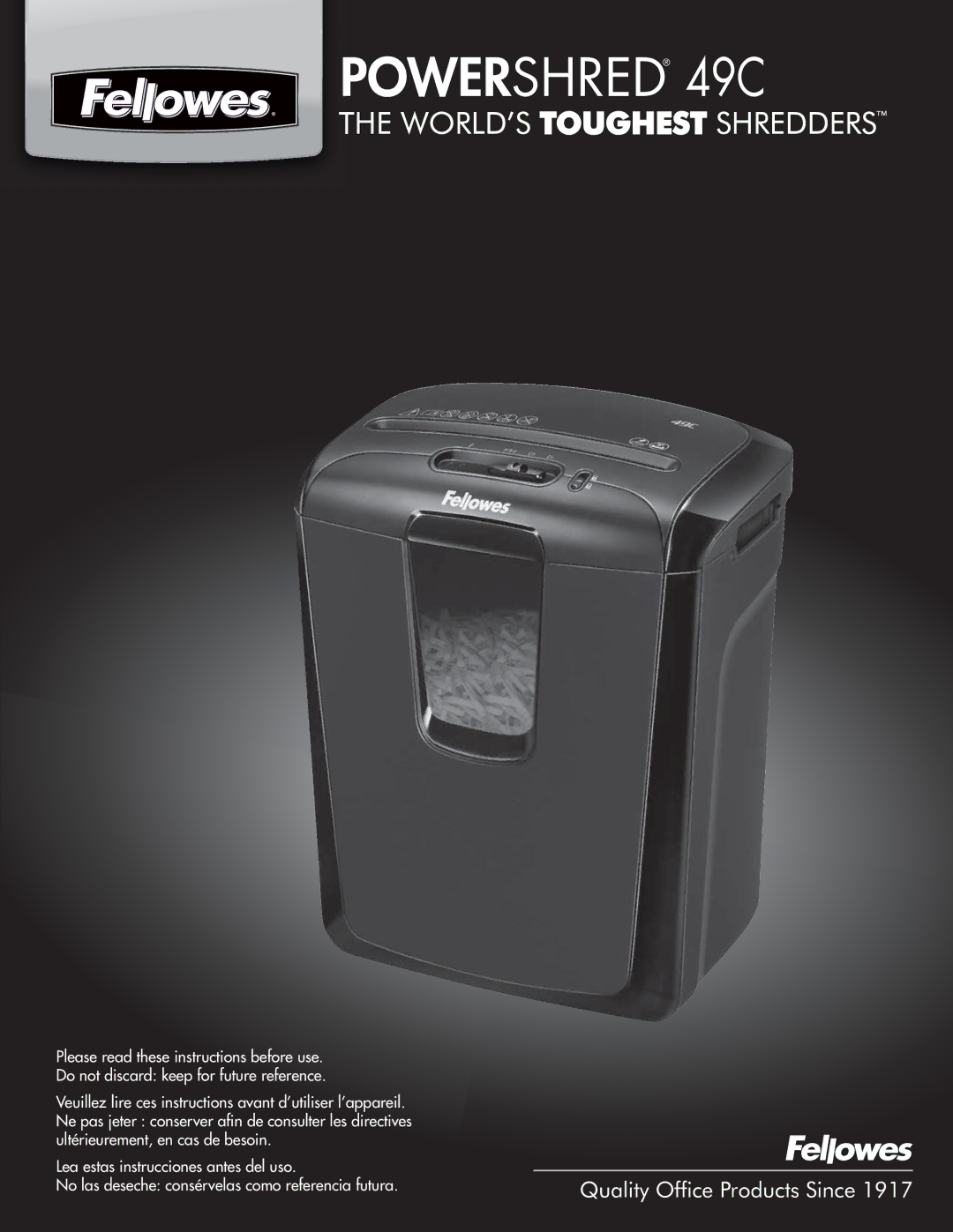 Fellowes manual Powershred 49C 