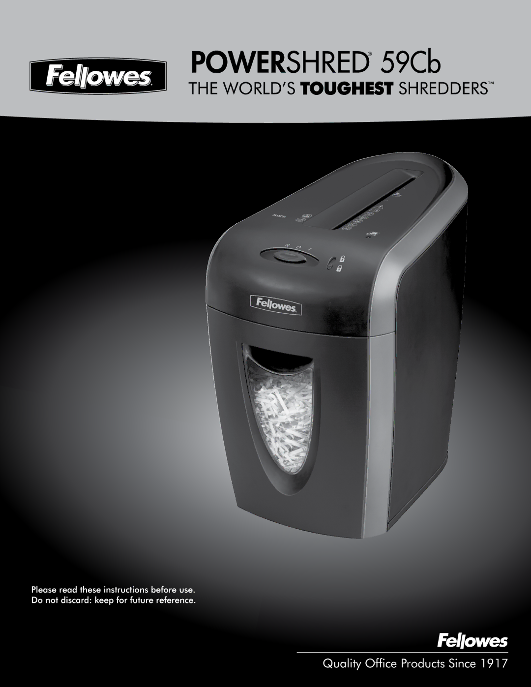 Fellowes 59cb manual Powershred 59Cb 