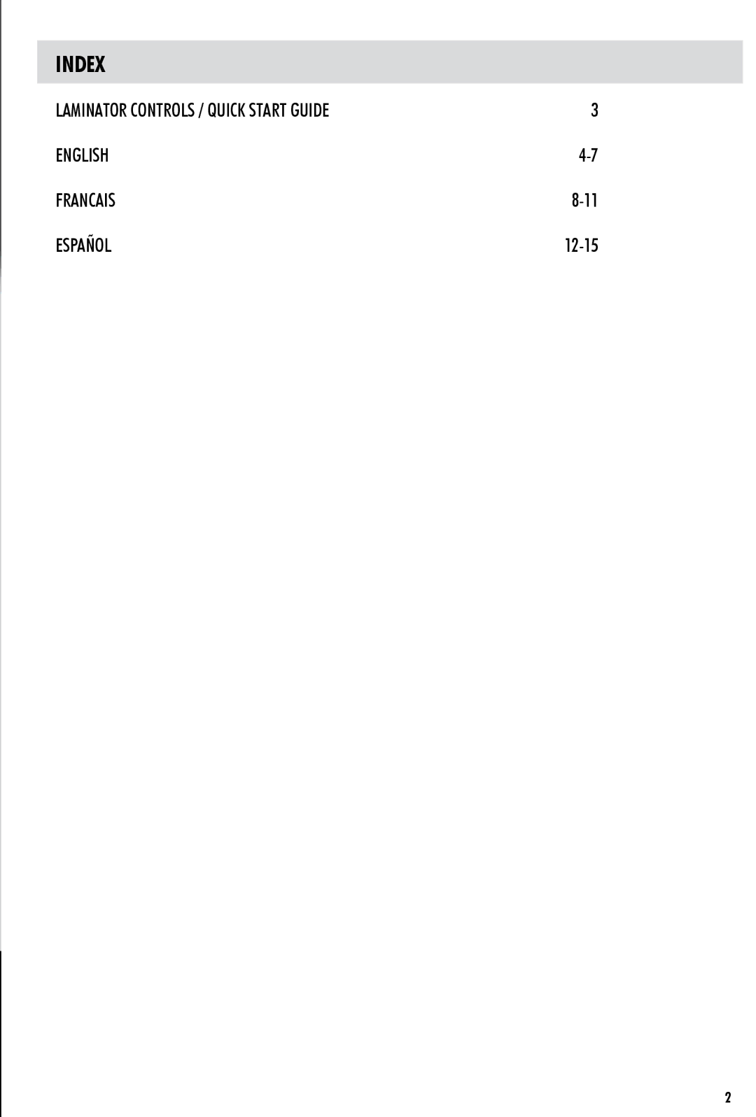 Fellowes 60 manual Index 