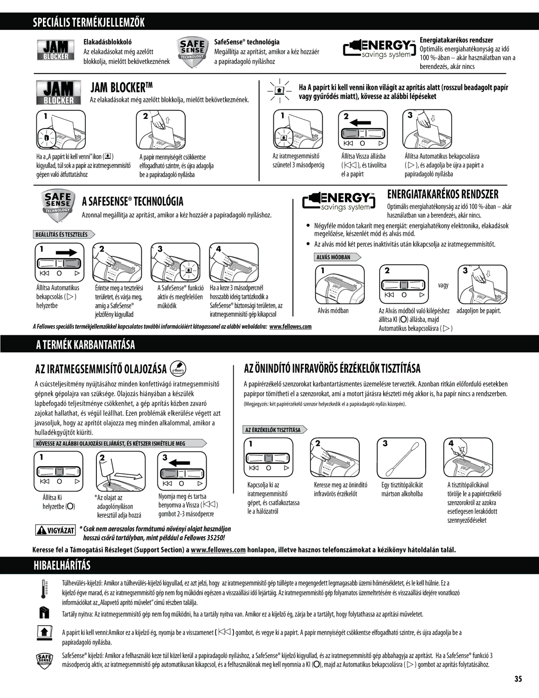 Fellowes 63cb Speciális Termékjellemzők, Termék Karbantartása, Hibaelhárítás, AZ Önindító Infravörös Érzékelők Tisztítása 