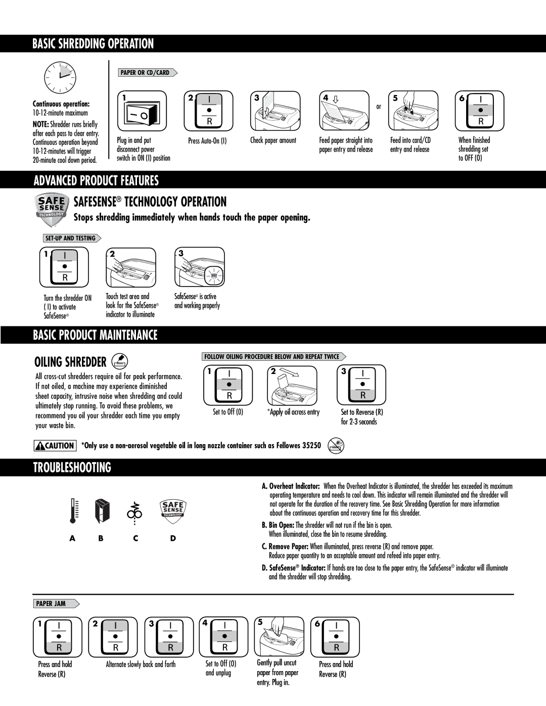 Fellowes 75Cs manual Basic Shredding Operation, Troubleshooting, When illuminated, close the bin to resume shredding 