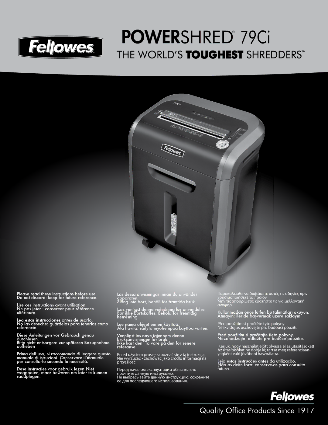 Fellowes manual Powershred 79Ci 