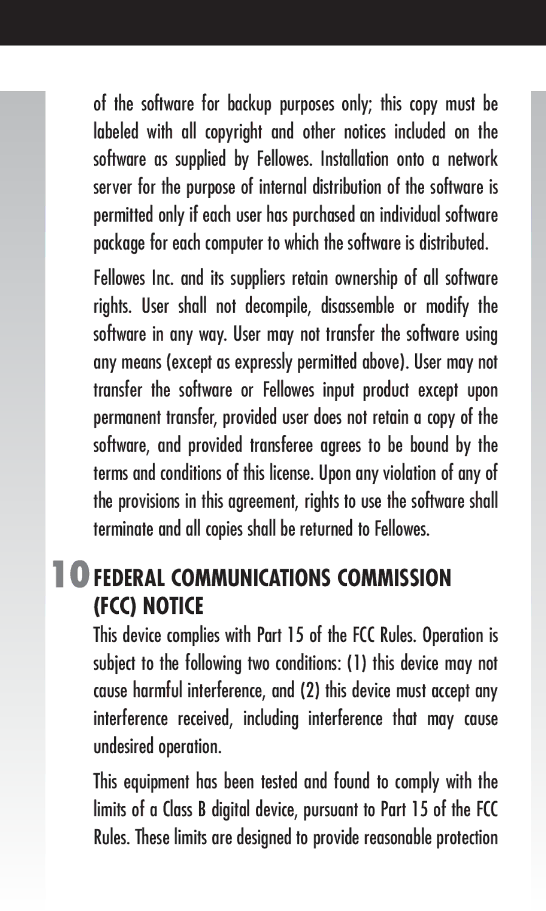 Fellowes 854576 manual 10FEDERAL Communications Commission FCC Notice 