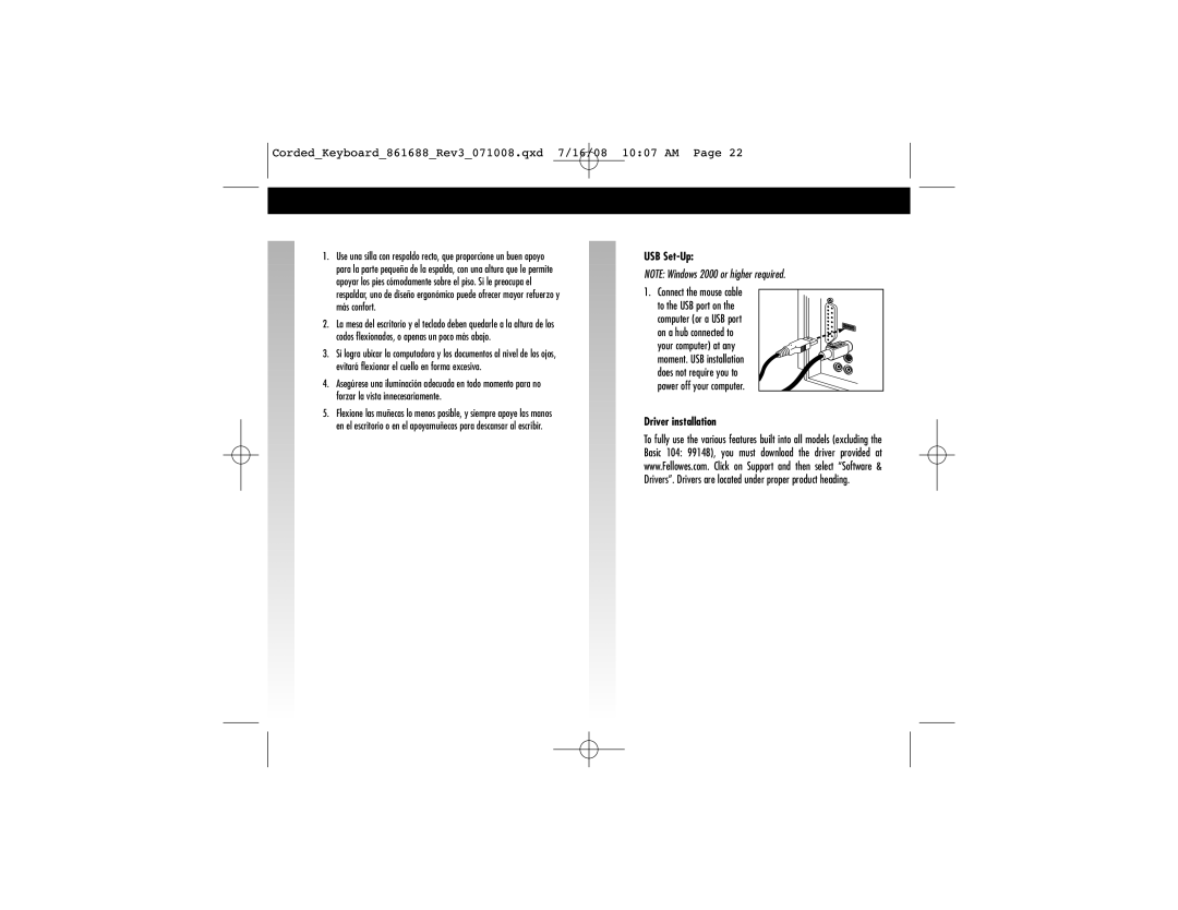 Fellowes 861688 manual USB Set-Up, Driver installation 