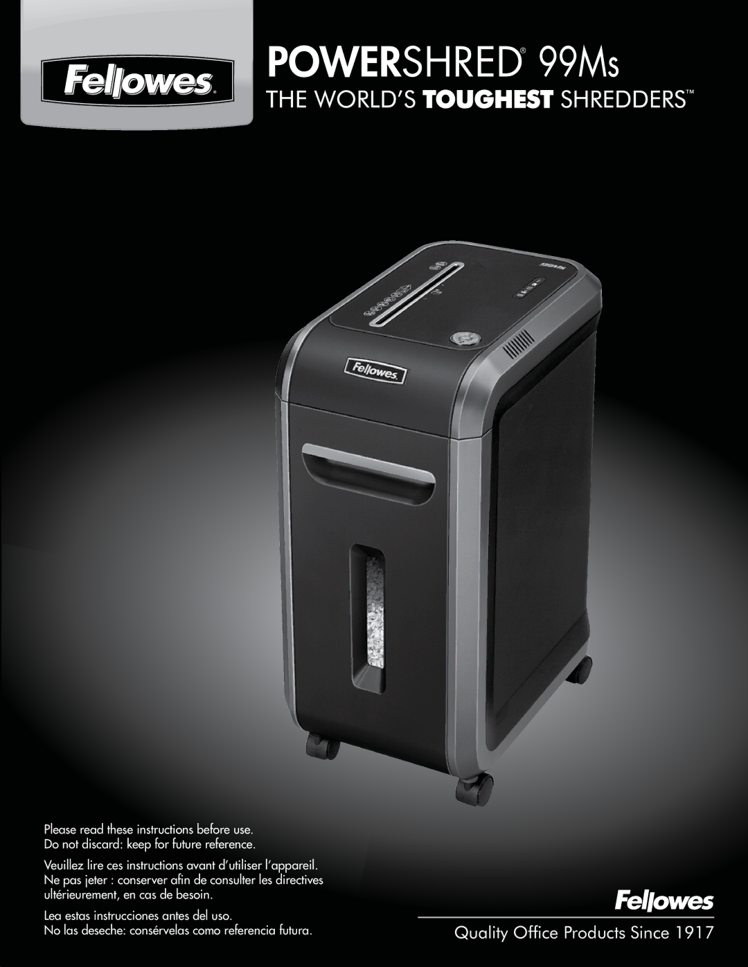 Fellowes manual Powershred 99Ms 