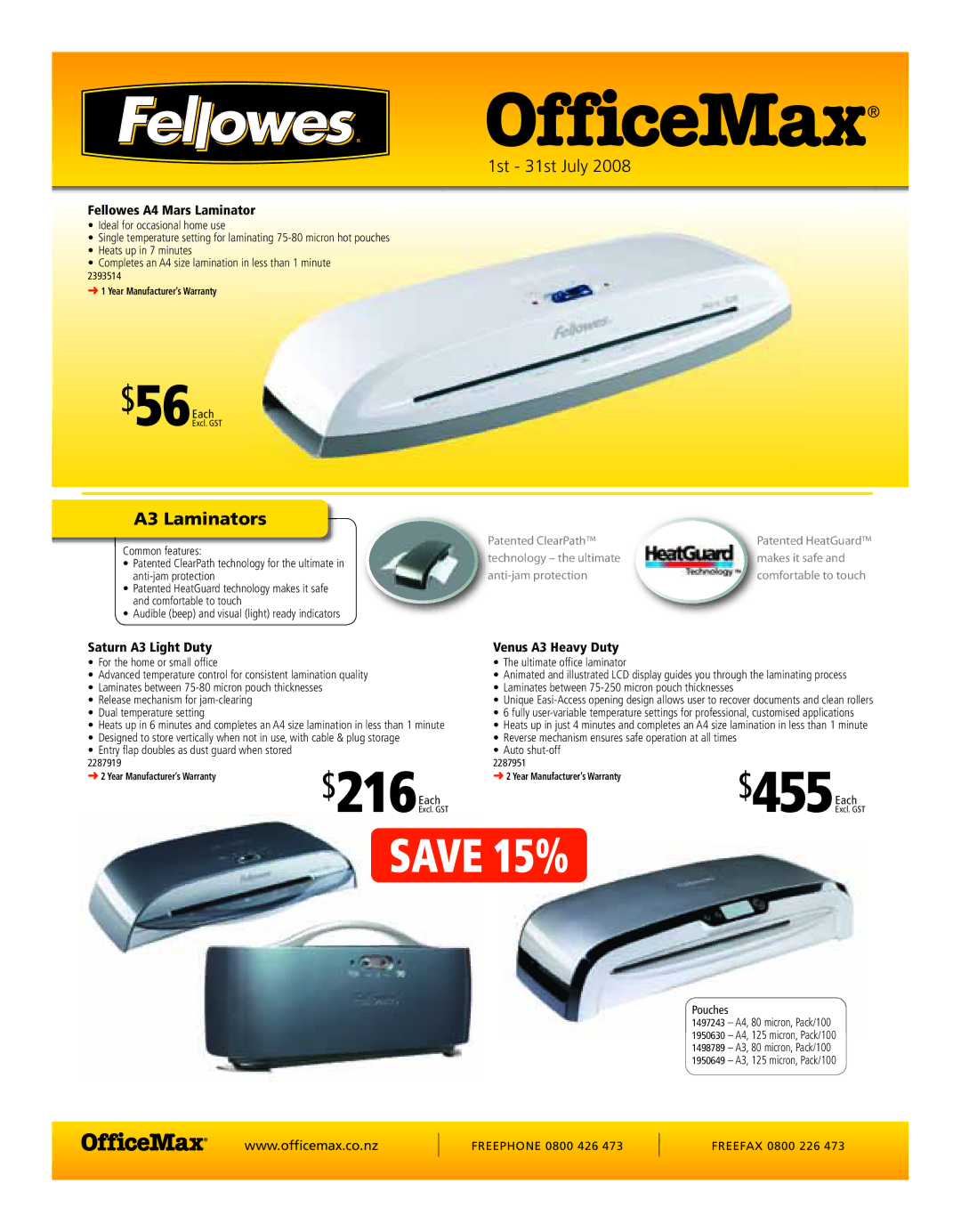 Fellowes a3 warranty A3 Laminators, Fellowes A4 Mars Laminator, Saturn A3 Light Duty Venus A3 Heavy Duty 