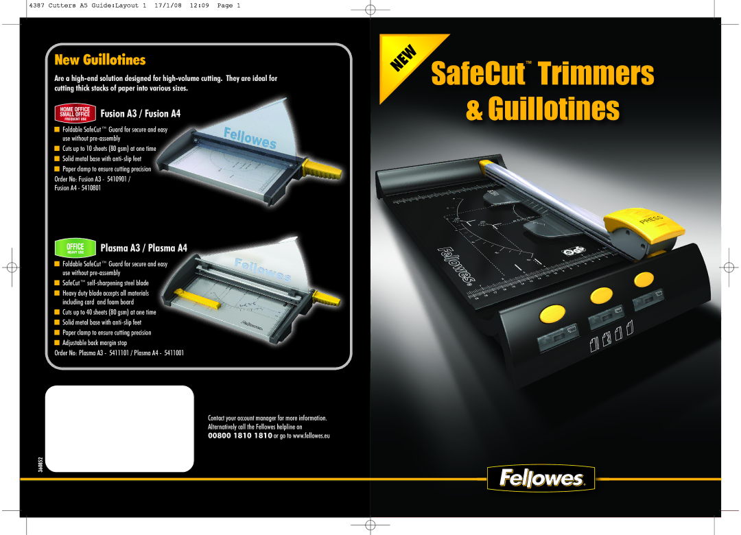 Fellowes A3 - 5411101, A4 - 5410801, A4 - 5411001, A3 - 5410901 manual Fusion A3 / Fusion A4, Plasma A3 / Plasma A4 