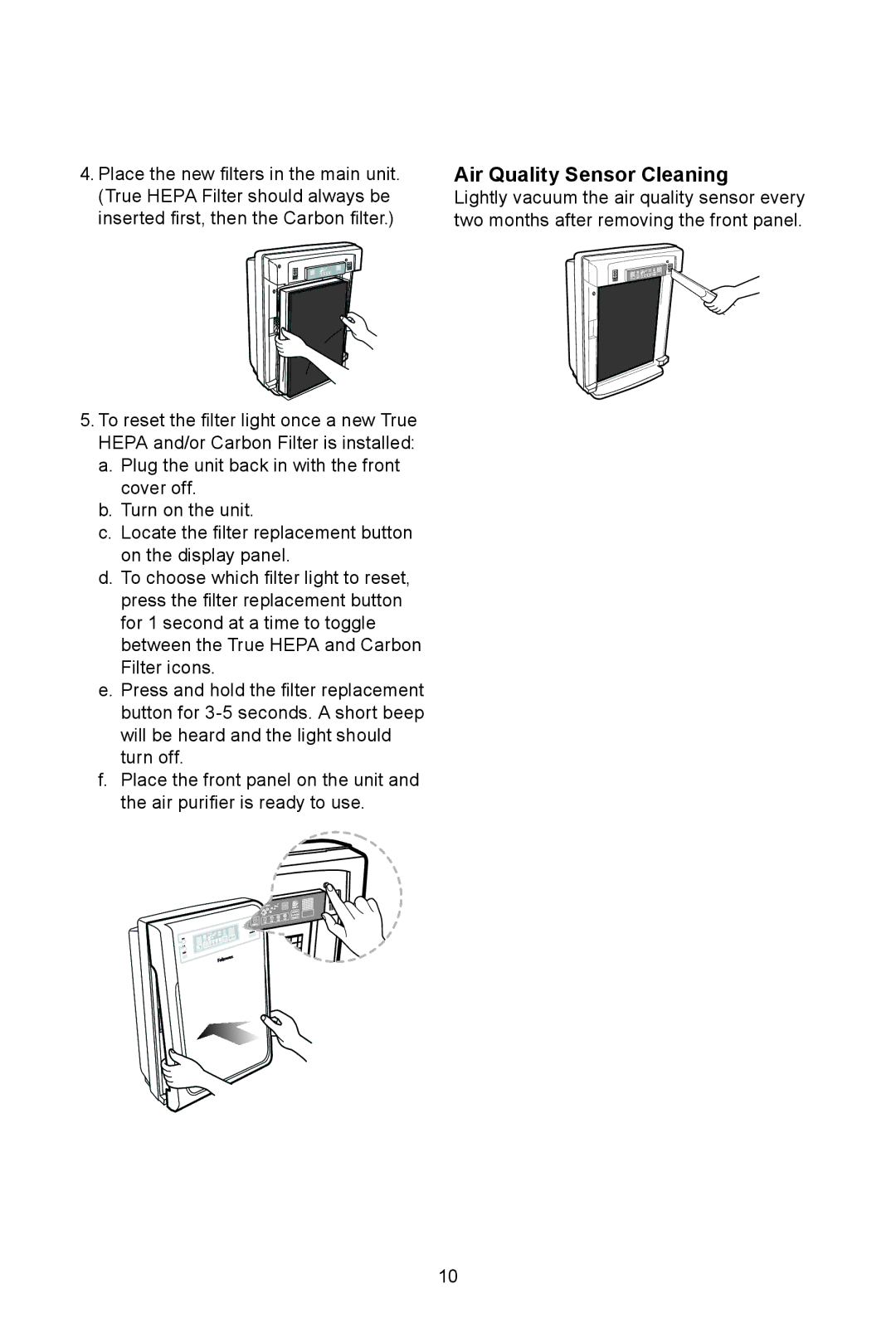 Fellowes AP-300PH, AP-230H manual Air Quality Sensor Cleaning 