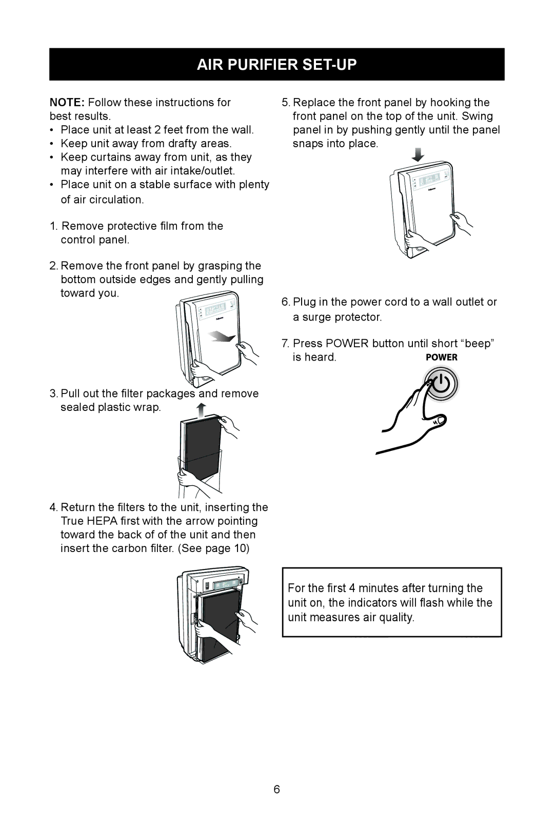 Fellowes AP-300PH, AP-230H manual AIR Purifier SET-UP 