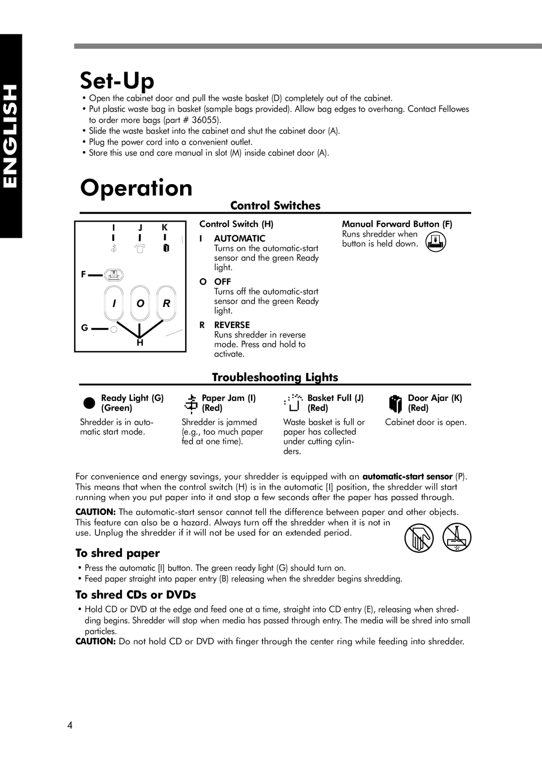 Fellowes C-380C, 380-2, 380C-2 manual Set-Up, Operation 