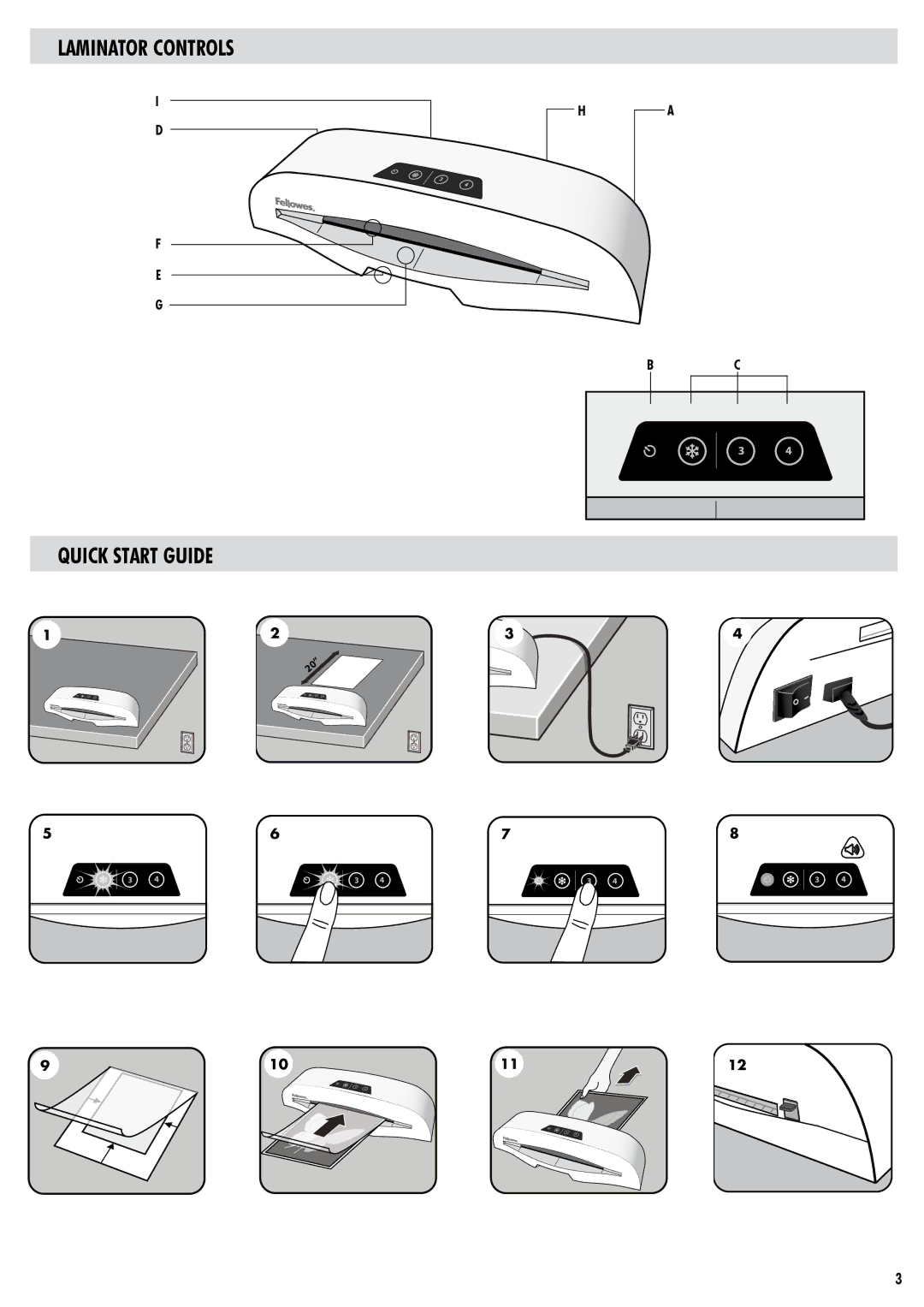 Fellowes Cosmic2 125, Cosmic2 95 manual Laminator Controls Quick Start Guide 