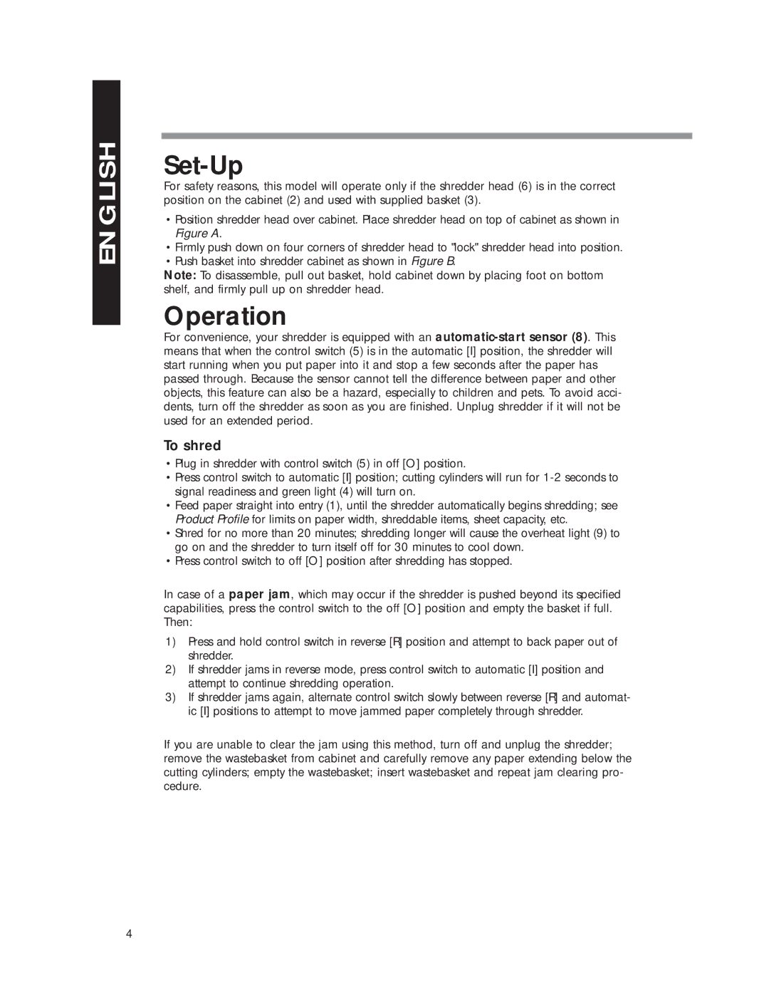 Fellowes DM8C manual Set-Up, Operation, To shred 