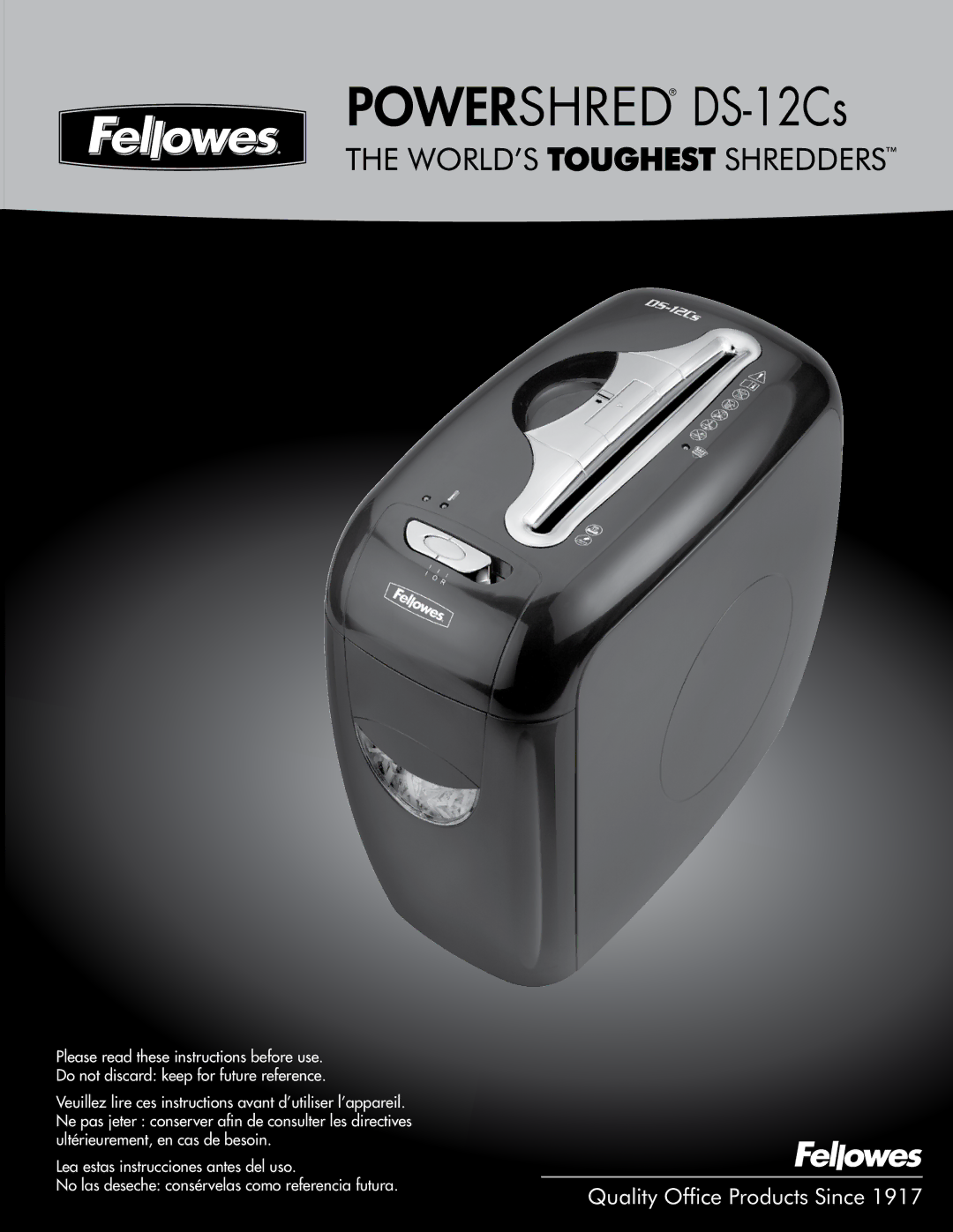 Fellowes manual Powershred DS-12Cs 