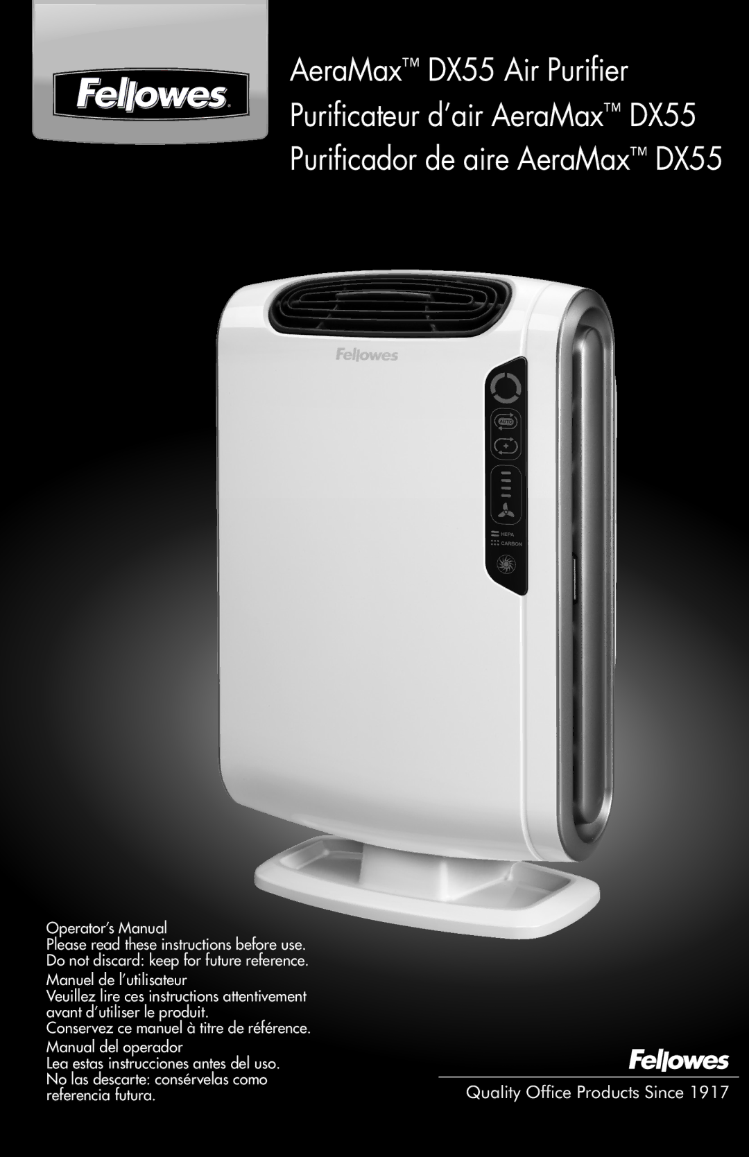 Fellowes manual AeraMax DX55 Air Purifier Purificateur d’air AeraMax DX55 