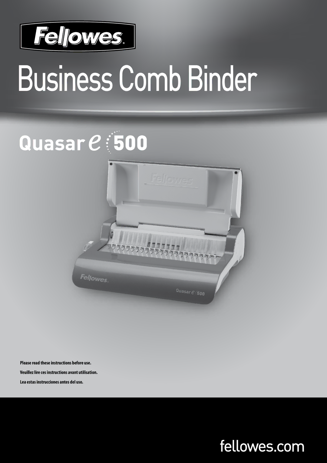 Fellowes e500 manual Business Comb Binder 