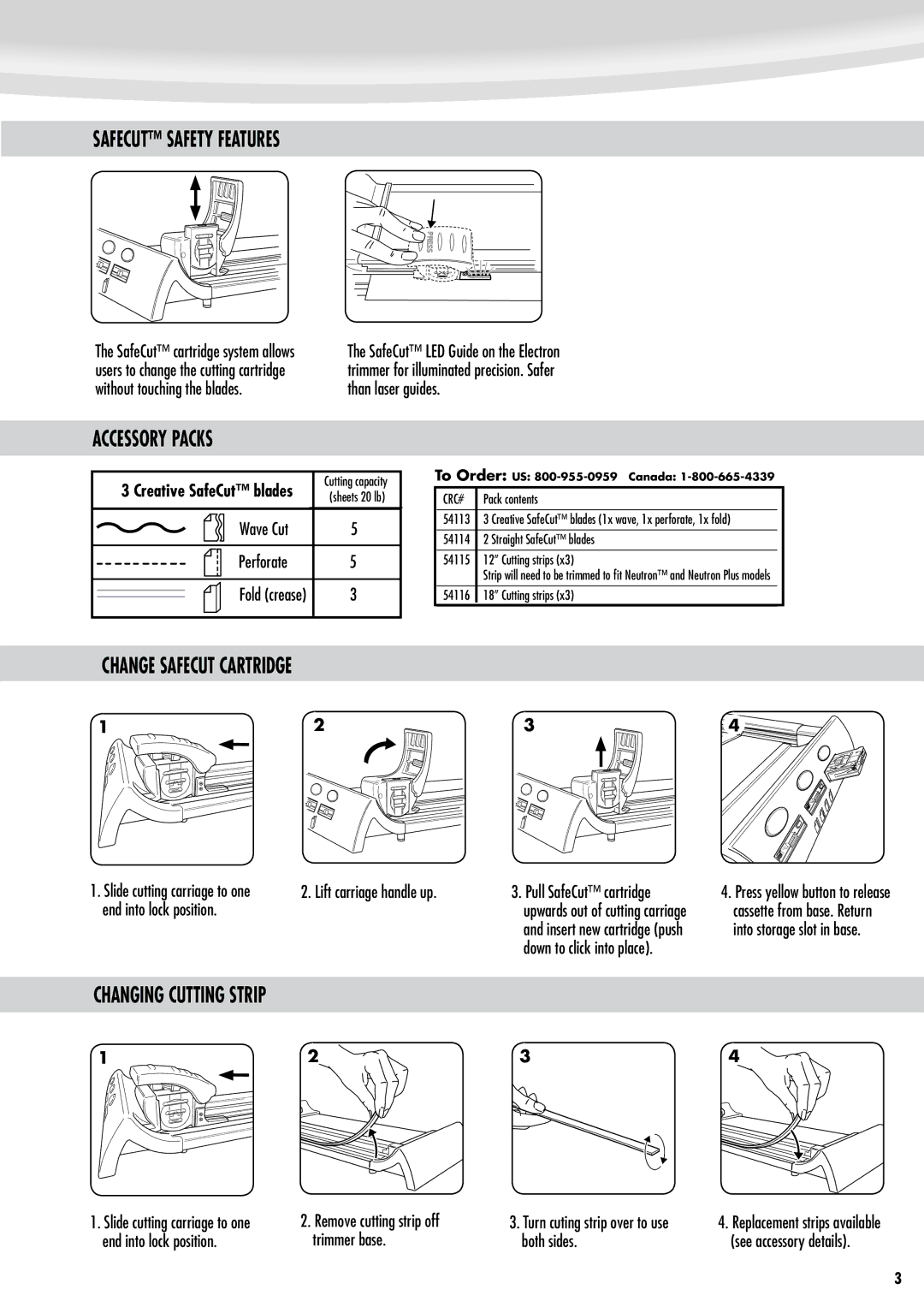 Fellowes Electron 180 Safecut Safety Features, Accessory Packs, Xxxxxxxxchange Safecut Cartridge, Changing Cutting Strip 