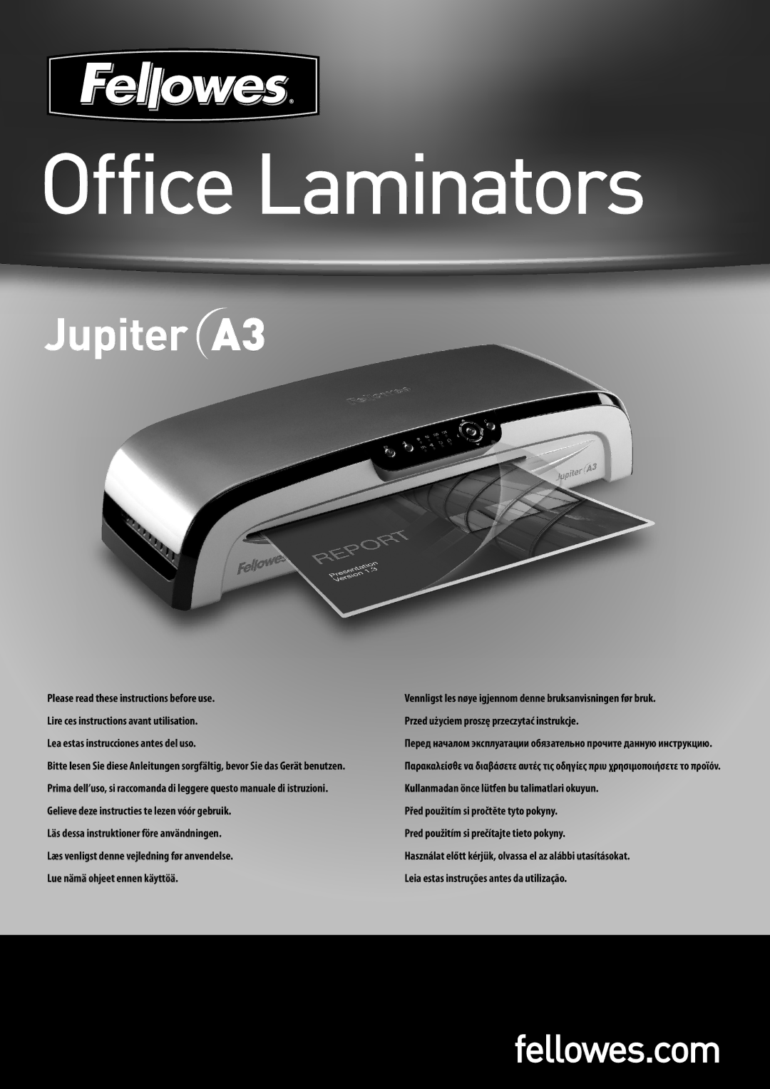 Fellowes Jupiter A3 manual Office Laminators 