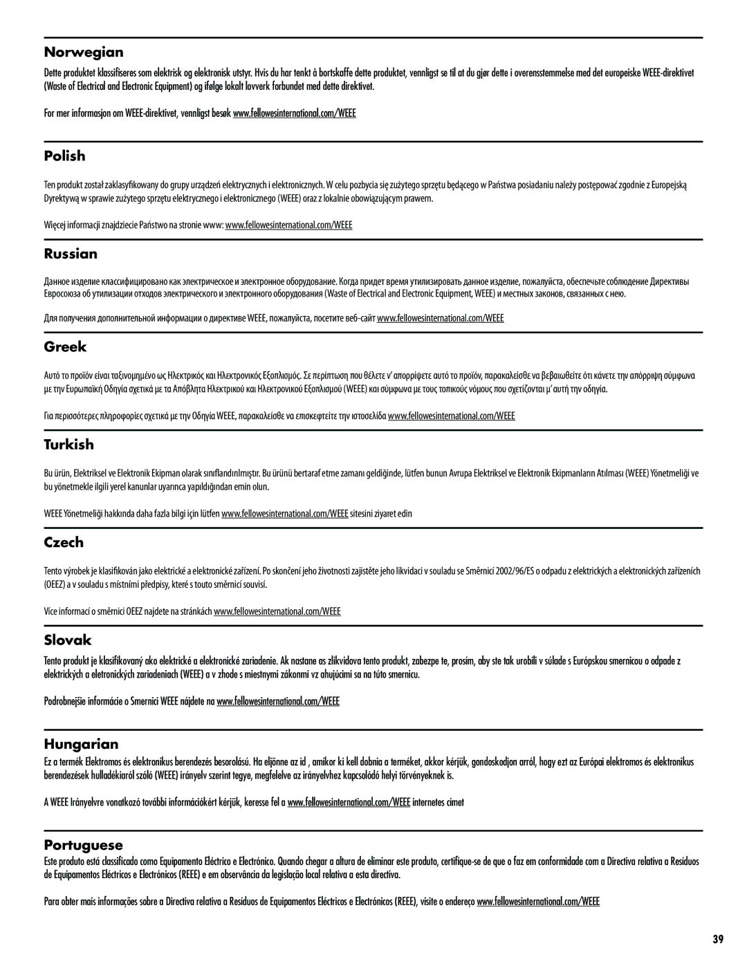 Fellowes M-3C manual Norwegian 