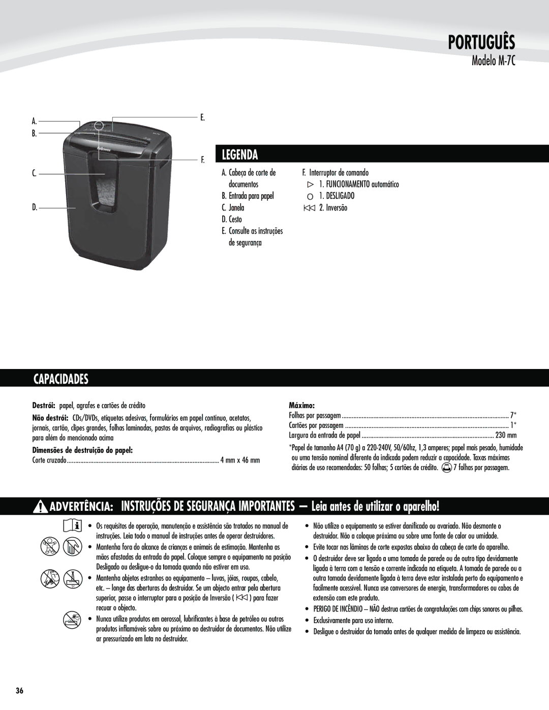 Fellowes M-7C manual  *OufssvqupsEfDpnboep, *Owfstíp 