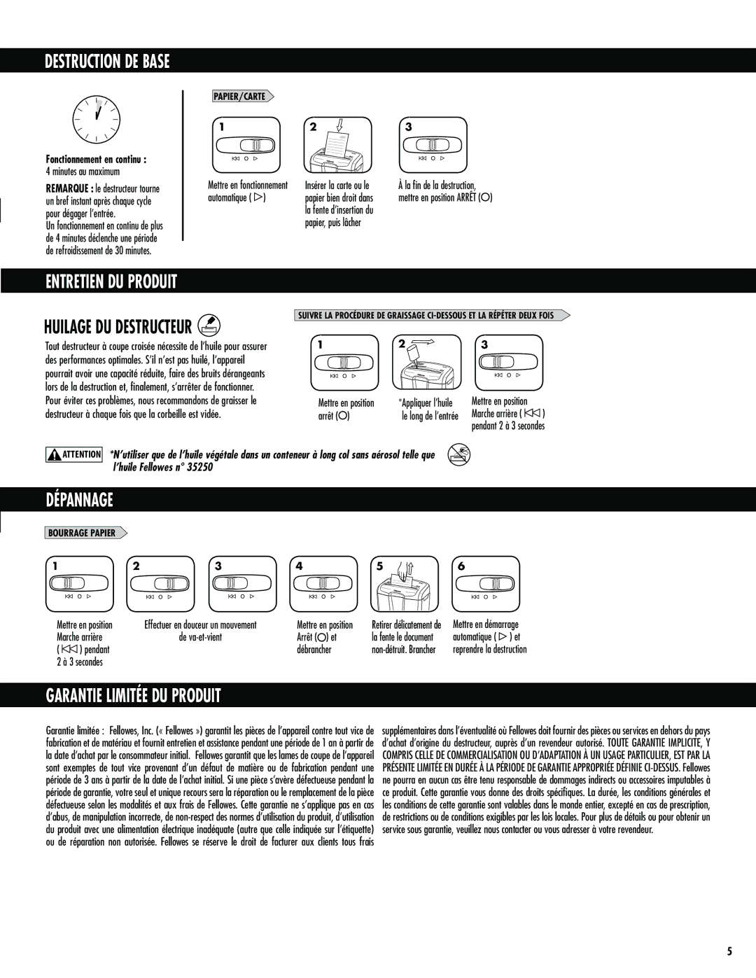 Fellowes M-7C manual Entretien DU Produit, Dépannage, Garantie Limitée DU Produit 