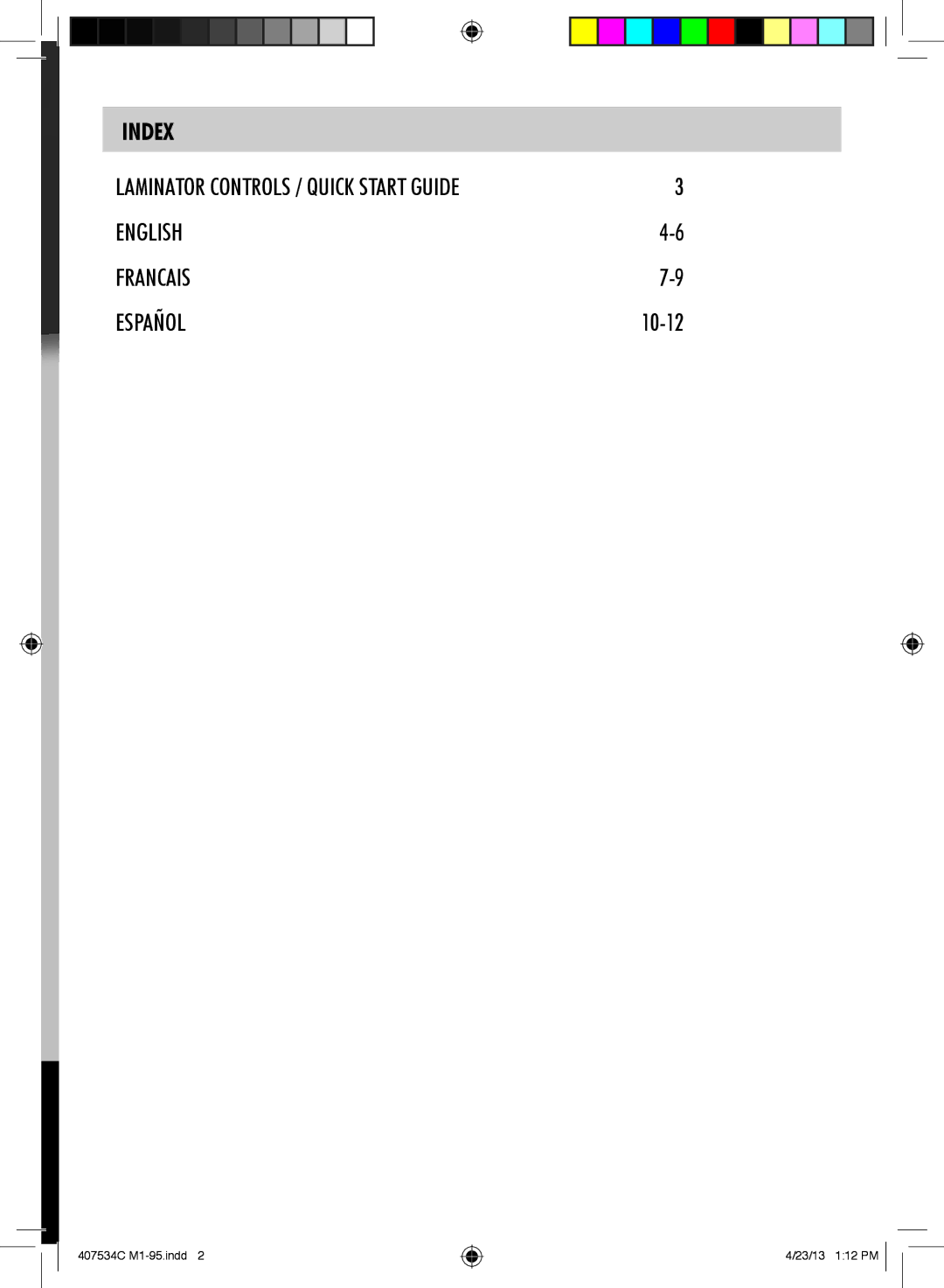 Fellowes M1-95, L80-95 manual Index 