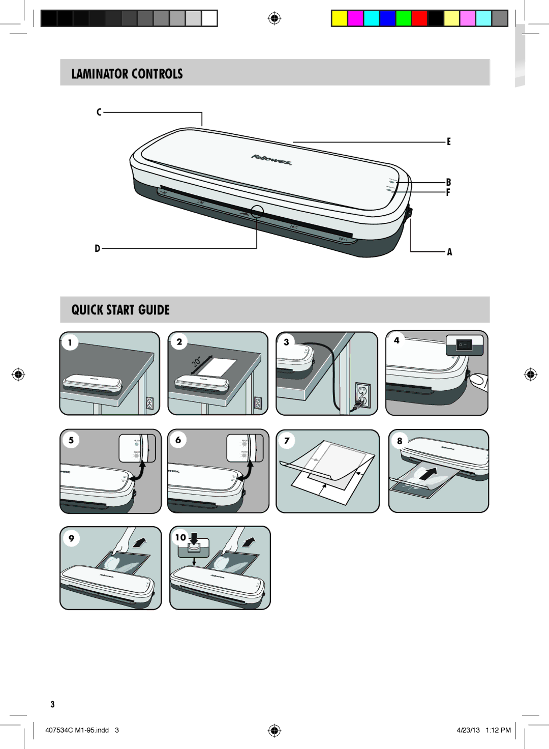 Fellowes L80-95, M1-95 manual Laminator Controls, Quick Start Guide 