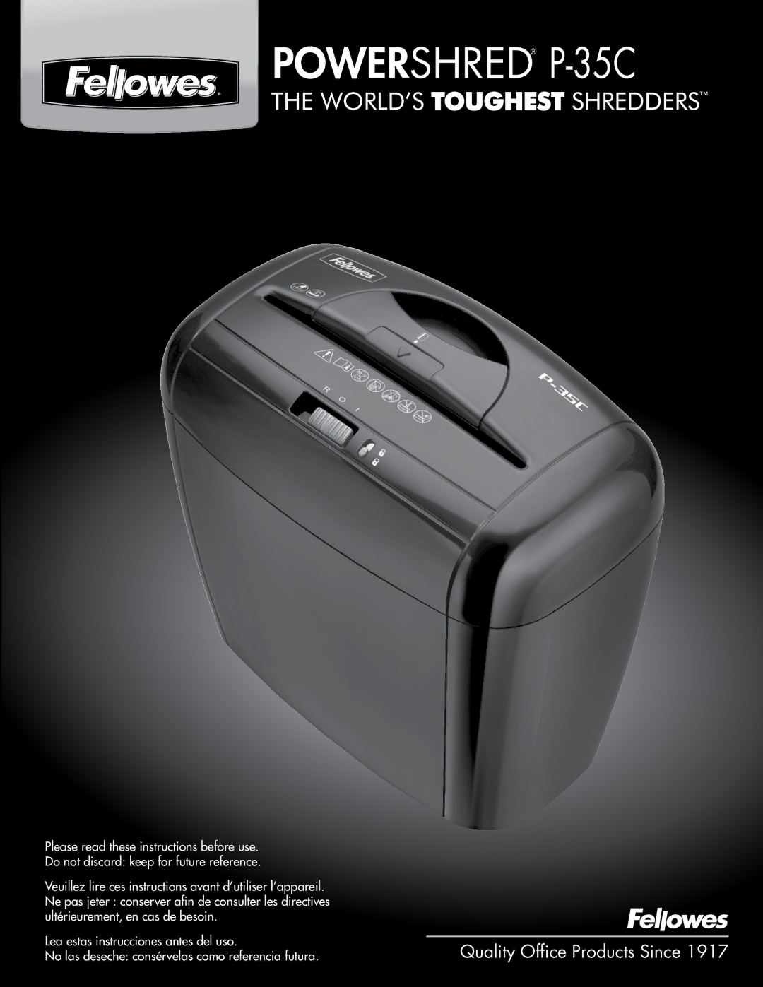 Fellowes manual Powershred P-35C 