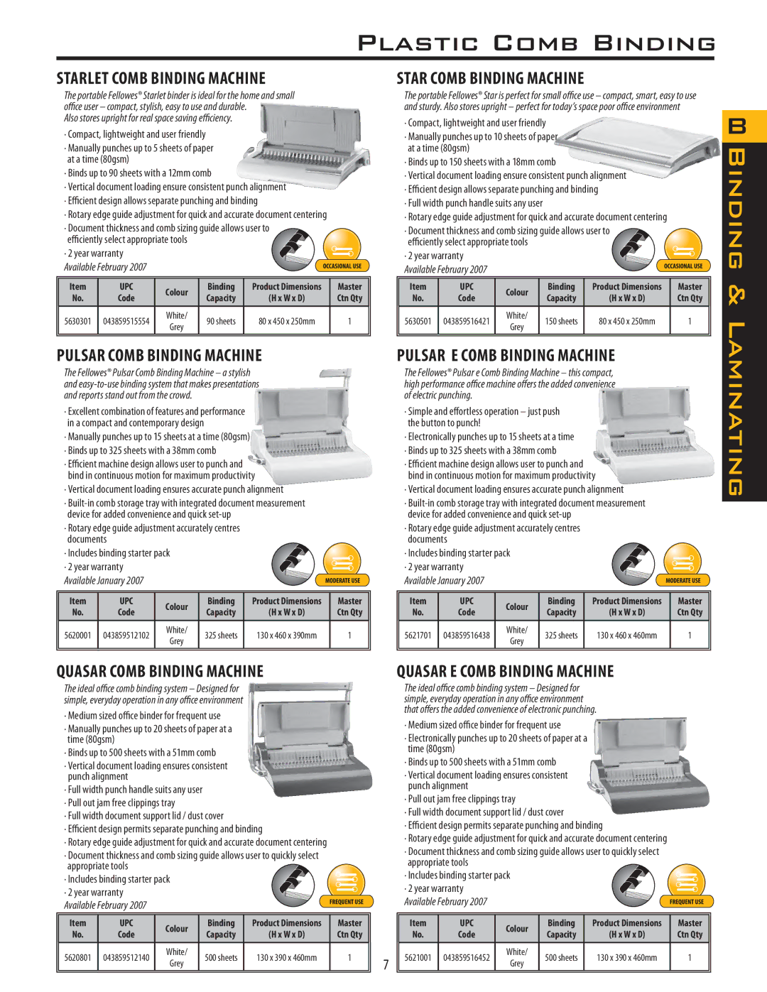 Fellowes PB250, PB150 manual Binding & Laminating 