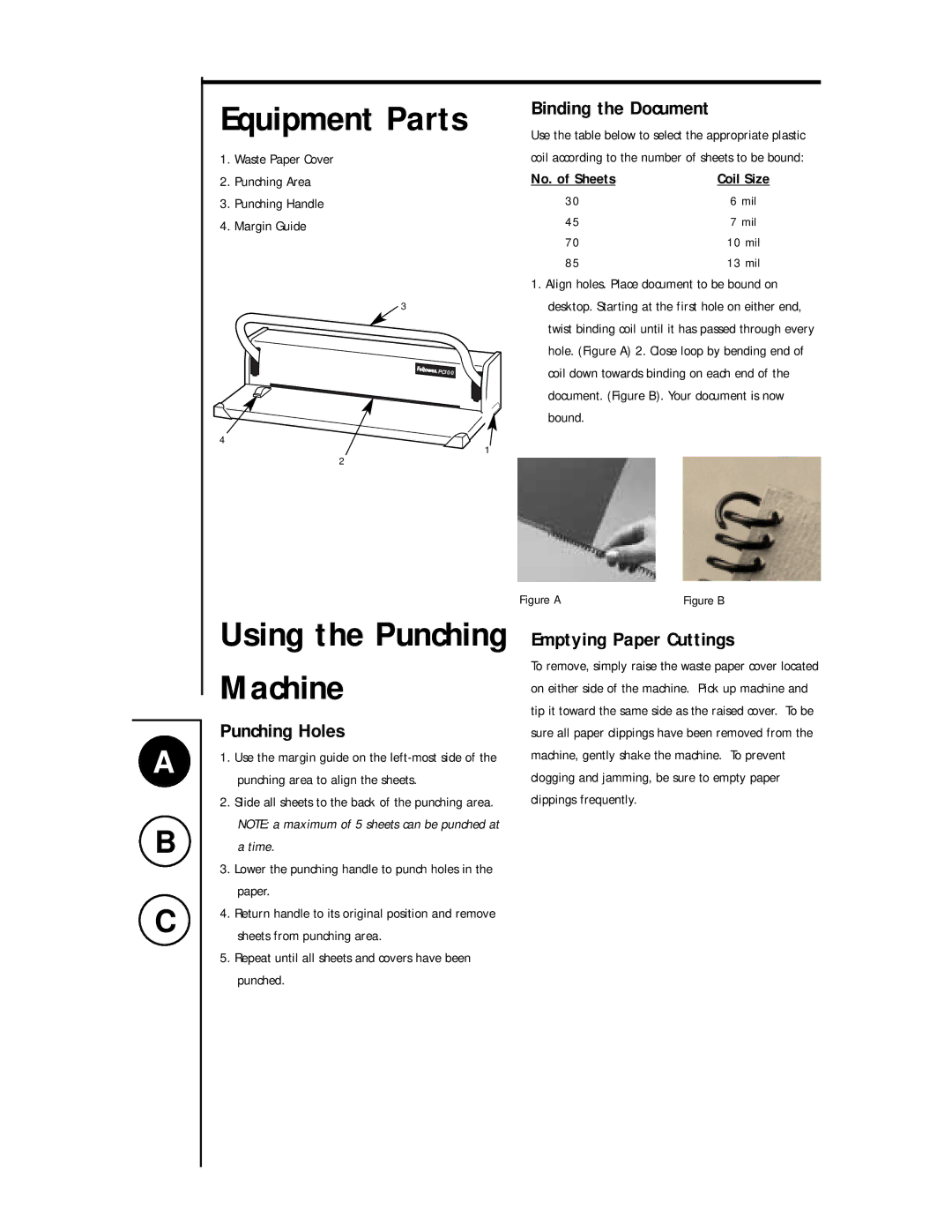 Fellowes PC 100 manual Equipment Parts 