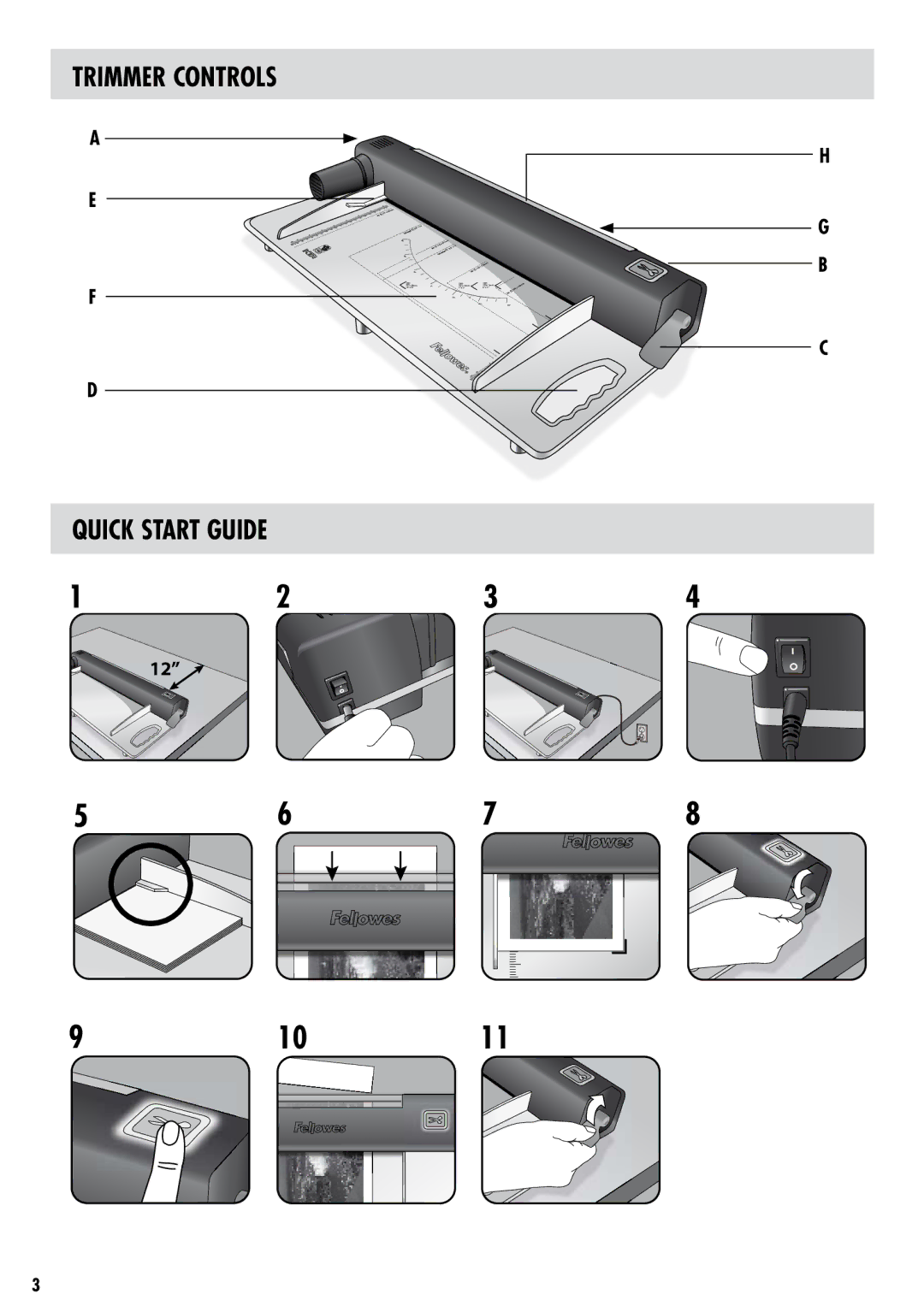 Fellowes PowerTrim manual Trimmer Controls Quick Start Guide 