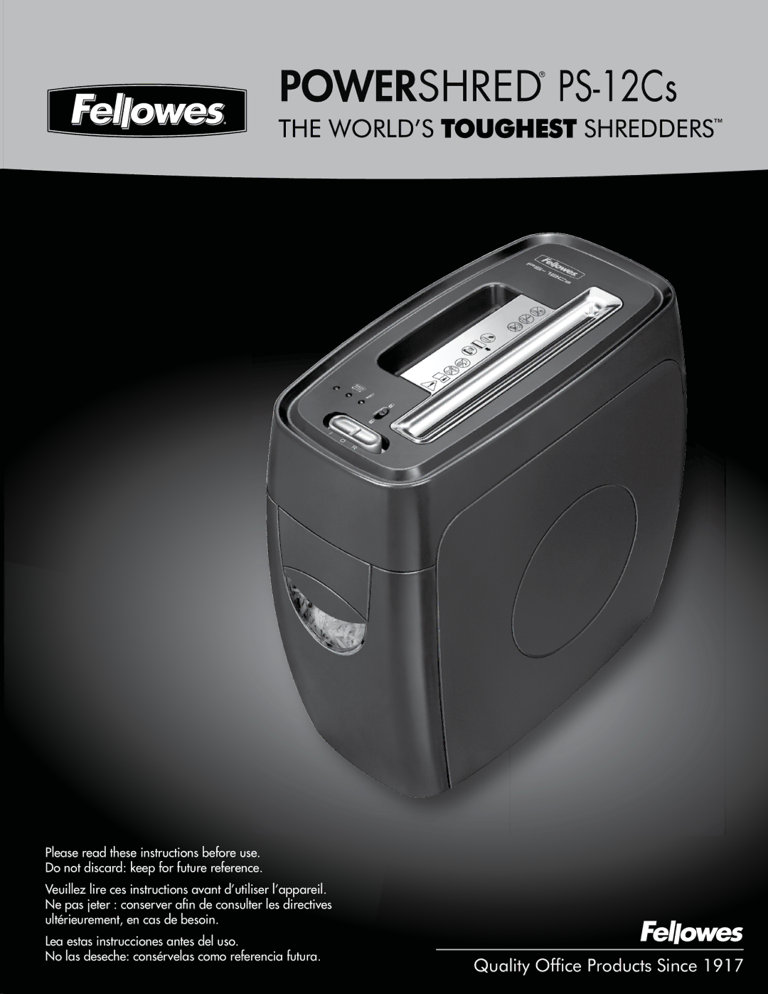 Fellowes manual Powershred PS-12Cs 